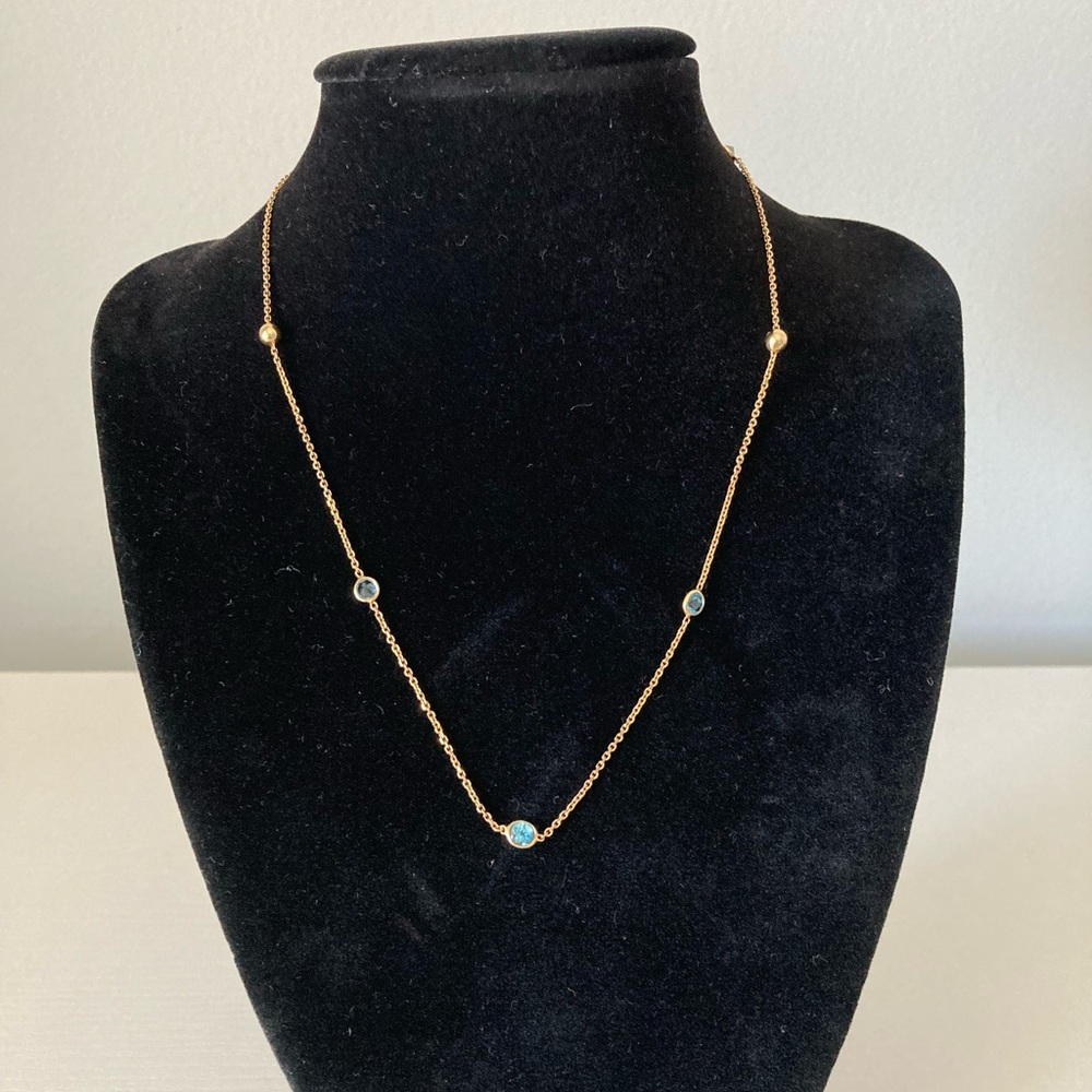 Sterling silver blue topaz station necklace